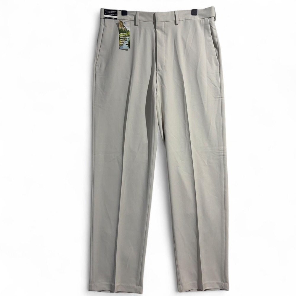 Haggar Mens Premium Comfort Dress Pants Tan 34x32 Classic Fit Stretch HD00650